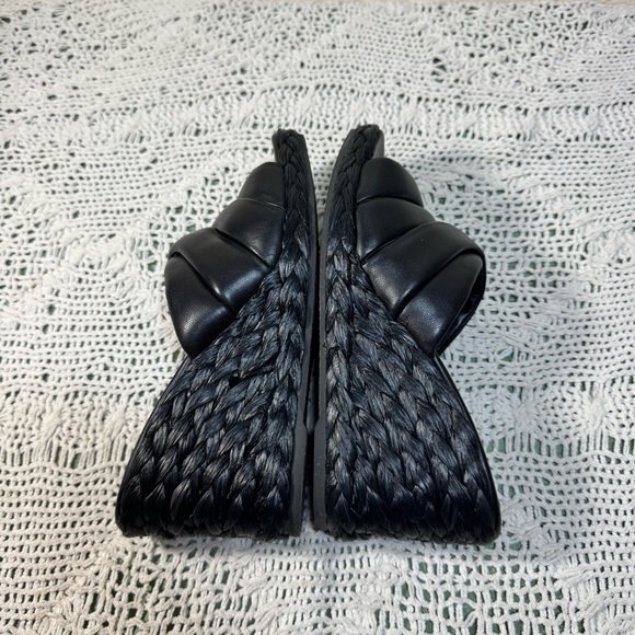 Vince Black Leather Wedges *Gilian Espadrille Wedges* Size 8.5 - Picture 3 of 7